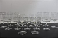 17pc Lenox Crystal Moonspum Platinum Glassware