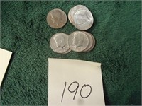 12 Kennedy 1/2 dollars,1960's, 1 bicentennial