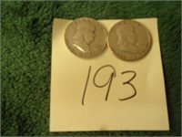 2- 1950 Franklin 1/2 dollars
