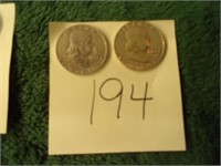 2 1962 Franklin 1/2 dollars