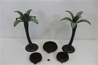 Palm Tree Candle Holders & Wood Plant Stands