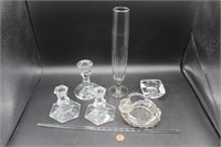 Glass Candle Holders, Vase & Swizzle Stick