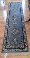 Lot #2511 - Machined blue floral runner/rug