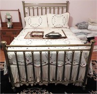 Lot #2531 - Brass double size high back bed
