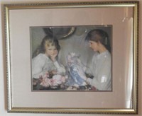 Lot #2538 - Framed print of two flower girls