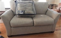 Lot #2540 - Upholstered two cushion loveseat