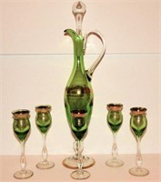 Lot #2555 - 6pc Emerald and gold decorated