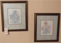 Lot #2570 - Pair of floral framed prints signed