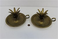Vintage Mid Century Brass Pineapple Candle Holders