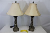 Pair of Kaeder Spiral Palm Tree Table Lamps