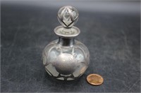 1900s Art Nouveau Silver Overlay Perfume Bottle