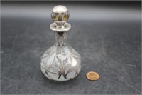 1900s Art Nouveau Silver Overlay Perfume Bottle 2