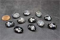 Antique Victorian Lacquer & Pearl Inlay Buttons