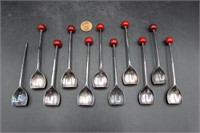 Set 1950s Silverplate & Bakelite Cocktail Spoons