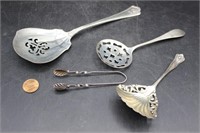 Antique Sterling Silver Absinthe Spoons & Tongs
