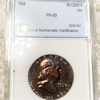 1958 Franklin Half Dollar NNC - PR69