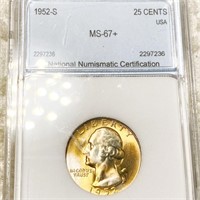 1952-S Washington Silver Quarter NNC - MS67+