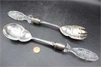 Pair of Silver & Glass Serve ware