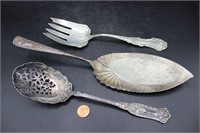 Trio of Antique Sterling Silver Serve ware