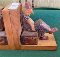 Wooden Reclining Person Bookends