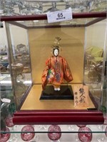 Oriental Figurine in Glass Case