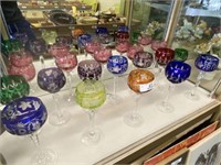 17 Colored Cut to Clear Wineglasses