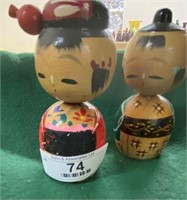 4 Oriental Wooden Dolls
