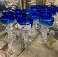 10 Blue Glass Wineglasses