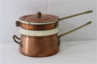 Vintage Copper & Ceramic Double Broiler