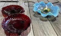 Ruby Red & Opalescent Bowls