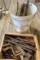 Bucket & Box of Wrenches