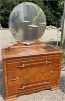 Art Deco Low Boy Dresser w/ Mirror