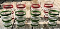 6 Retro Green/Red/ White Glasses