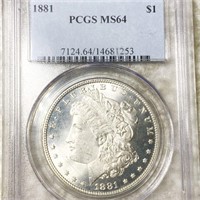 1881 Morgan Silver Dollar PCGS - MS64