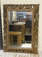 Acanthus Carved Oak Beveled Mirror.