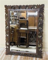 Louis XIII Style Walnut Framed Beveled Mirror.