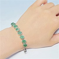 $540 Silver Emerald(7.5ct) Bracelet