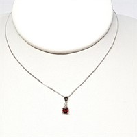 $600 10K  Garnet Diamond(0.02ct) Necklace