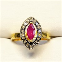 $420 Silver Ruby And Diamond(1.2ct) Ring