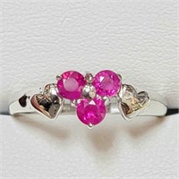 Certified 10K  Glass Filled Ruby(0.35ct) Ring