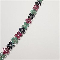 $2500 Silver Sapphire,Ruby,&Emerald Bracelet