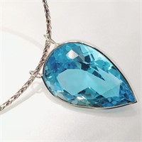 $1569 10K-14K  Natural Blue Topaz(23.1ct) Necklace
