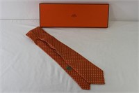 Hermès Orange Geometric Necktie