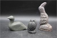 Ceramic & Soapstone Carved Bird Figurines