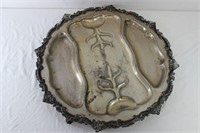Large Ornate Silver Plated Footed Serving Platter
