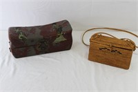 Antique Chinese Pillow Box & Rattan Crossbody Bag