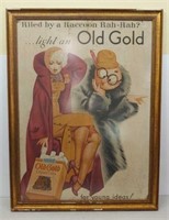 Framed Old Gold cigarettes ad litho