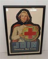 Framed Red Cross ad litho