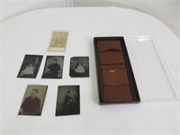 Vintage Tin Type Photos & Leather Wallet