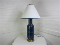 Large Blue & Gold Bamboo Lamp